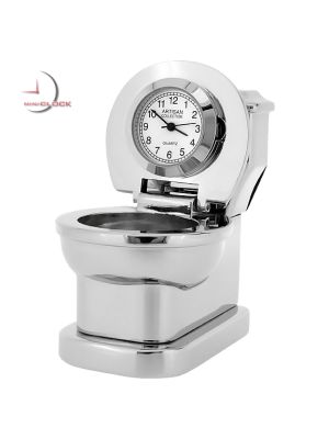 Miniature Clock, Chrome TOILET Paperweight