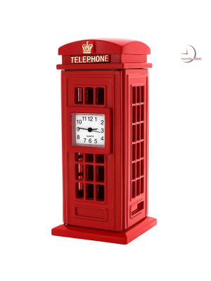 Miniature Clock, Deluxe Collectible Red PHONE BOOTH