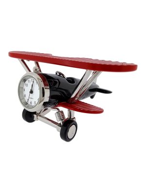 BIPLANE FIXED WING MINIATURE AIR PLANE COLLECTIBLE AVIATION MINI CLOCK GIFT IDEA