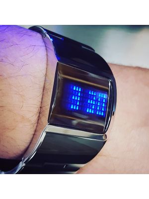 REFLECTION LED WATCH STAINLESS STEEL JAPANESE BLUE DISPLAY ASYMMETRIC DESIGNER WATCHES
