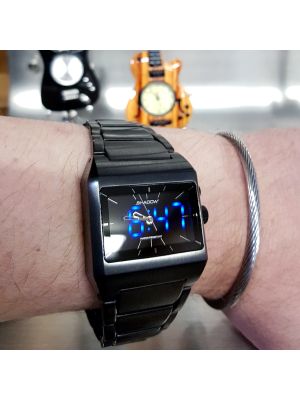 LWS SHADOW WATCH STAINLESS STEEL DUAL TIMEZONE HYBRID ANALOG LED UNISEX JAPANESE WATCHES 