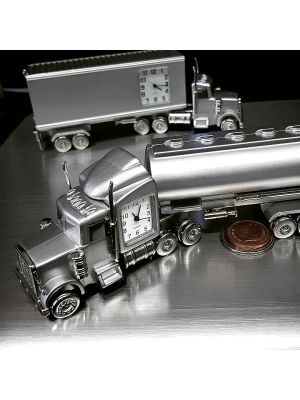 TRACTOR TRUCK MINIATURE HWY TANKER SLEEPER VEHICLE COLLECTIBLE DESKTOP MINI CLOCK 