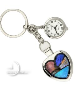 KEY CHAIN, Novelty Mini Clock MULTI COLOR HEART