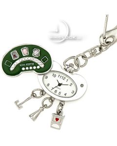 KEY CHAIN, Mini Clock CASINO CARDS BLACKJACK TABLE