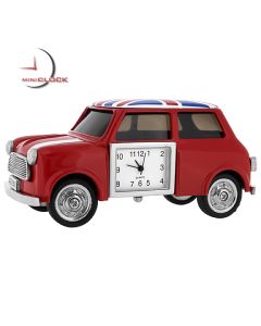 Miniature Clock, MINI COOPER CAR w/ Union Jack UK Flag