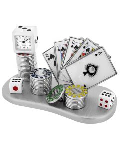 POKER TEXAS HOLDEM CARDS MINIATURE SPADES ROYAL FLUSH MINI CLOCK
