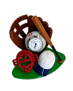 BASEBALL SET MINI NOVELTY CLOCK with GLOVE, BAT & BALL MINIATURE