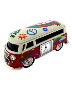VAN MINIATURE HIPPY VW STYLE VINTAGE BUS COLLECTIBLE MINI CLOCK