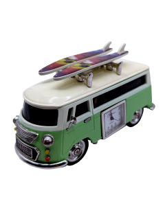VAN MINI CLOCK VW STYLE VINTAGE BUS CAMPER w SURFBOARDS
