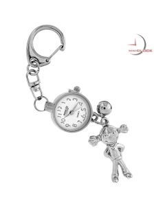 KEY CHAIN, Novelty Mini Clock LITTLE FIGURINE GIRL w/ Pigtails