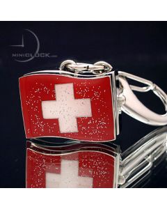 Mini Clock, Swiss Flag Keychain Watch