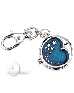 KEYCHAIN, Novelty Mini Clock CELESTIAL MAN in the MOON