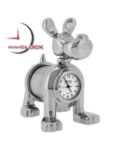 Miniature Clock, Collectible Silver SLINKY DOG