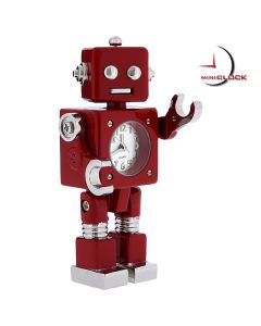 Miniature Clock, Red Sci Fi ROBOT Clock - Moveable!