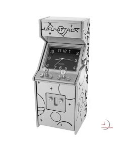 Mini Clock, Retro Video ARCADE GAME: UFO ATTACK - Silver