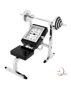 Mini Clock, WEIGHT BENCH & BARBELL - Fitness Gym