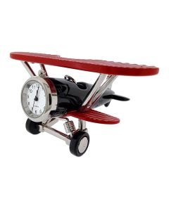 BIPLANE FIXED WING MINIATURE AIR PLANE COLLECTIBLE AVIATION MINI CLOCK GIFT IDEA