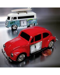 BEETLE VW BUG STYLE RED CAR MINIATURE COLLECTIBLE MINI DESK CLOCK