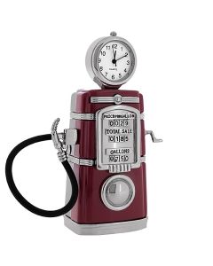 GAS PUMP MINIATURE VINTAGE STYLE PETROL COLLECTIBLE MINI CLOCK 