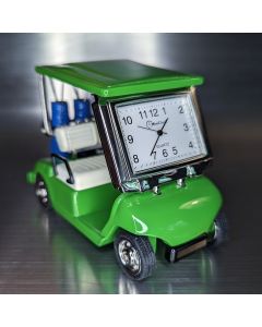 GOLF CART MINIATURE w CLUBS COLLECTIBLE SPORTS MINI DESKTOP CLOCK