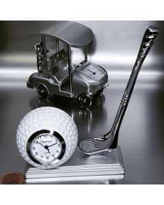 Mini Clock, Collectible GOLF BALL & CLUB w/ Pedestal