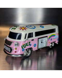 VAN MINIATURE HIPPIE VW STYLE VINTAGE BUS CAMPER COLLECTIBLE MINI CLOCK
