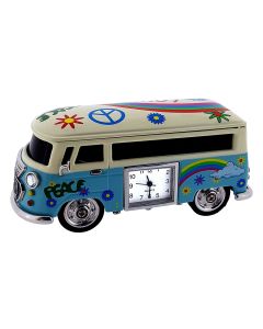 VAN MINIATURE HIPPIE VW STYLE VINTAGE BUS CAMPER COLLECTIBLE MINI CLOCK