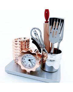 Miniature Clocks Kitchen Chef Utensil Set Mini Clock
