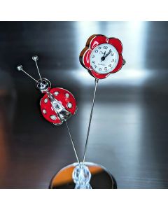 LADYBUG & FLOWER MINIATURE DESK CLOCK