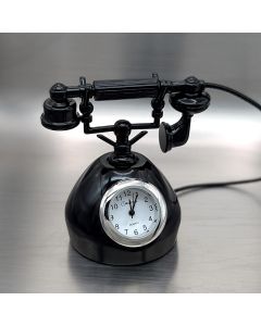 VINTAGE PHONE MINIATURE CLOCK DIE-CAST COLLECTIBLE FIGURINE