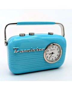 MINI VINTAGE STYLE TRANSISTOR RADIO DESK MINIATURE CLOCK
