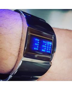 REFLECTION LED WATCH STAINLESS STEEL JAPANESE BLUE DISPLAY ASYMMETRIC DESIGNER WATCHES