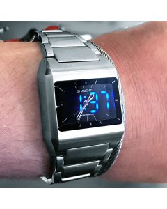 SHADOW WATCH STAINLESS STEEL DUAL TIMEZONE HYBRID ANALOG LED UNISEX JAPANESE WATCHES