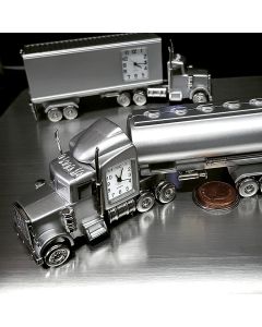 TRACTOR TRUCK MINIATURE HWY TANKER SLEEPER VEHICLE COLLECTIBLE DESKTOP MINI CLOCK 