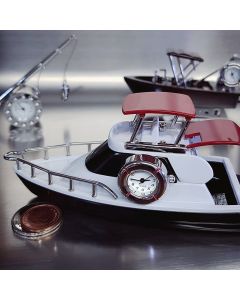 BOAT MINIATURE YACHT COLLECTIBLE MARINE COLLECTIBLE MINI CLOCK