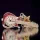 Mini Clocks, Red  Electric Guitar Miniature Clock Keychain