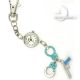 KEYCHAIN, Novelty Mini Clock GEM HANDCUFFS & PISTOL GUN