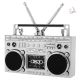 Mini Clock, Retro Collectible Ghetto Blaster BOOM BOX - Silver