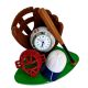 BASEBALL SET MINI NOVELTY CLOCK with GLOVE, BAT & BALL MINIATURE