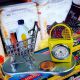 SHOPPING CART  MINIATURE GROCERIES MILK BREAD EGGS FRUIT BAG SUPERMARKET COLLECTIBLE MINI CLOCK