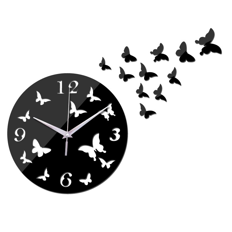 Kuizee Silent Wall Clock Non Ticking Battery Operated Beautiful Spring Nature Blue Butterfly Uncovered Decoration Home Office Bedroom Living Room Mute Clock 10 Inch