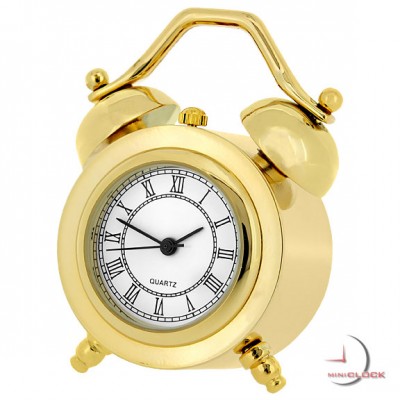Miniature Clock, Classic TWIN BELL CLOCK - Gold