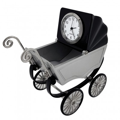 VINTAGE BABY BUGGY STROLLER  MINI DESK CLOCK COLLECTIBLE GIFT