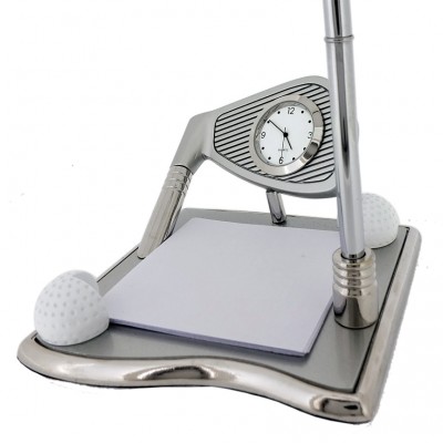 Golf Desk Set W Pen Clock Deluxe Clock Desktop Gift English