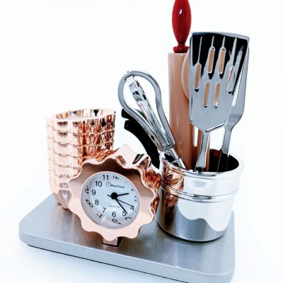 Miniature Clocks Kitchen Chef Utensil Set Mini Clock