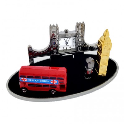 BRITISH BEST MINIATURE LONDON BRIDGE BIG BEN DOUBLE DECKER BUS ROYAL GAURD  COLLECTIBLE MINI CLOCK GIFT IDEA