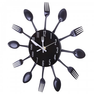 Funny Multicolor Home Cutlery Kitchen Utensil Spoon Fork Clock Wall Clock Decor 