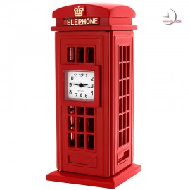 Miniature Clock, Deluxe Collectible Red PHONE BOOTH