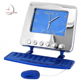 Blue Desktop Computer Mini Clock