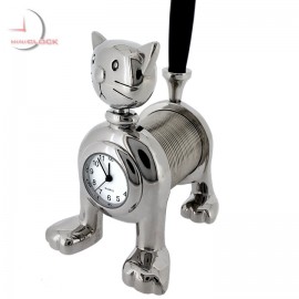 SPRING CAT MINI CLOCK w PEN COLLECTIBLE DESKTOP GIFT